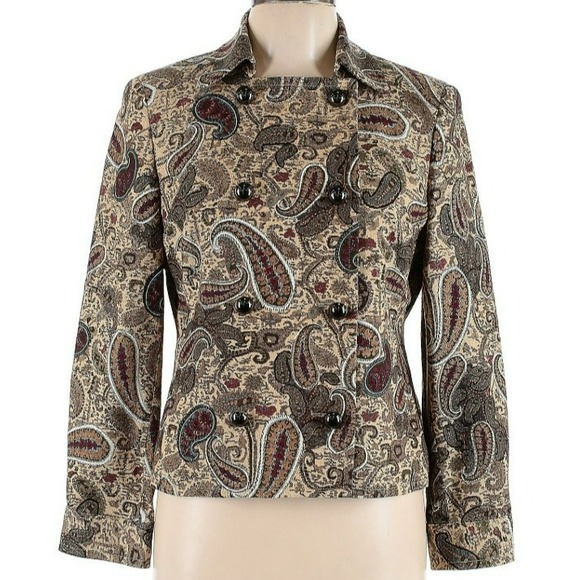 Doncaster Jackets & Blazers - Doncaster Collection Silk Paisley Blazer S/M | 100% Silk | Beige Multi